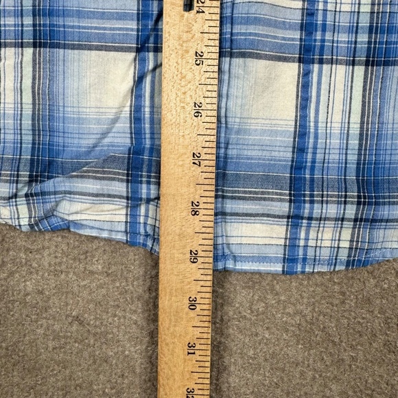 Levi's Mens M Shirt Blue Short Sleeve Button Up Plaid Wester Breathable Workwear - Picture 8 of 8
